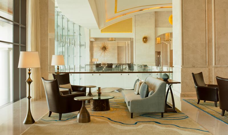 The luxury hotel offers an elegant interior, with a colour palette inspired by its island location. 