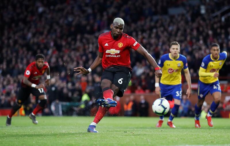 Manchester United's Paul Pogba misses a penalty. Action Images via Reuters