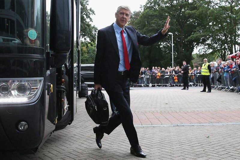 Arsenal manager Arsene Wenger arrives at the stadium before kick off of the Premier League match against Hull City. Alex Morton / Getty Images