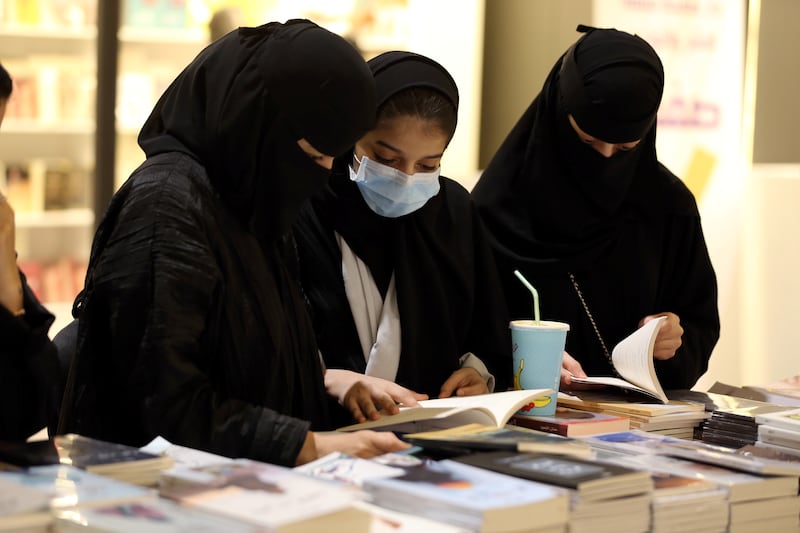Women browse through books at the Riyadh International Book Fair.