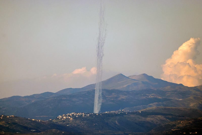 Rockets being fired from southern Lebanon into Israel on Monday. AFP