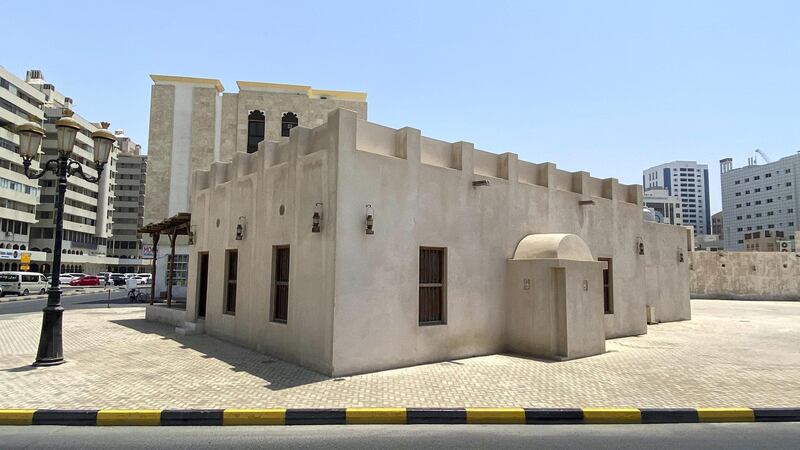 Alshoyoukh Mosque-SHJ

Mosque Profile. Alshoyoukh Mosque in Sharjah is considered one of its oldest mosques in the Emirate. Photographed in the historic Al Hosn area of Sharjah on April 22, 2021.
Antonie Robertson / The National.
Reporter: Salam Al Amir for National