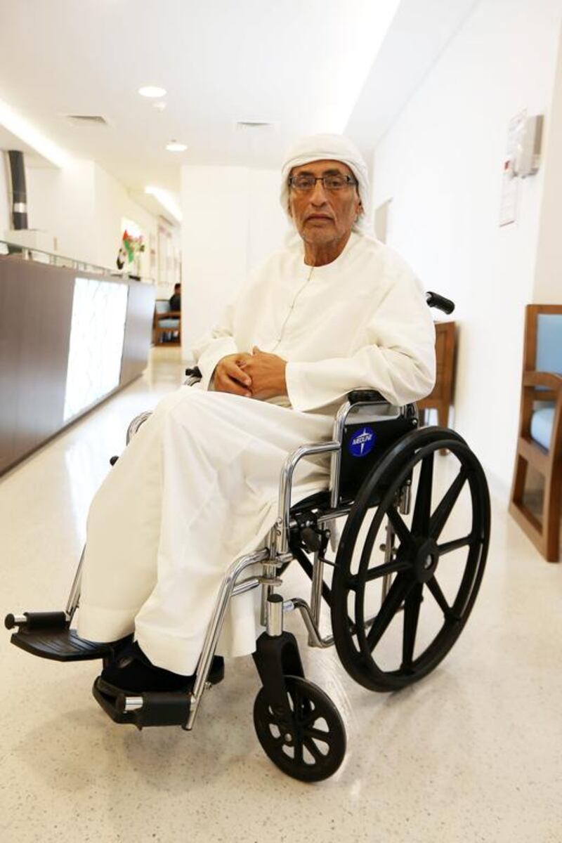 Bader Al Yafei lost a foot to diabetes, but his early visits to doctors helped save his other one. Pawan Singh / The National
