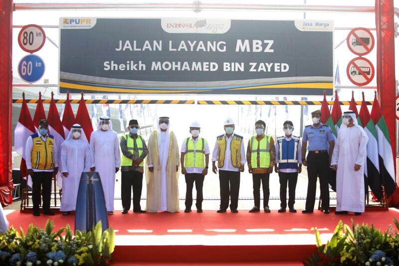 A street in Indonesia is renamed Sheikh Mohamed bin Zayed Al Nahyan Elevated Toll Road. Courtesy: Wam