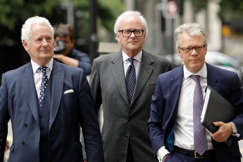 Four former Barclays executives, including ex-chief John Varley, centre, will be in court on Monday. AP