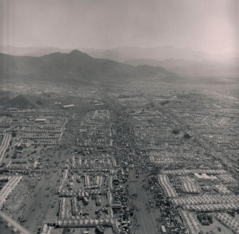 Haj pilgrim's tent city around Mecca in 1975.