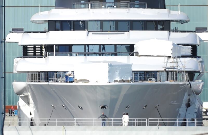 The superyacht 'Scheherazade', which has been linked to Russian President Vladimir Putin, is moored in the port at Marina di Carrara on March 23, 2022 in Carrara, Italy. Getty Images