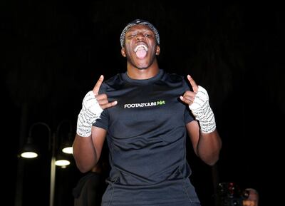 VENICE, CALIFORNIA - NOVEMBER 05: KSI gestures to the camera after working out at Venice Beach ahead of KSI vs. Logan Paul 2 on November 05, 2019 in Venice, California. KSI vs. Logan Paul 2 will be held on November 9, 2019 at Staples Center.   Victor Decolongon/Getty Images/AFP
== FOR NEWSPAPERS, INTERNET, TELCOS & TELEVISION USE ONLY ==
