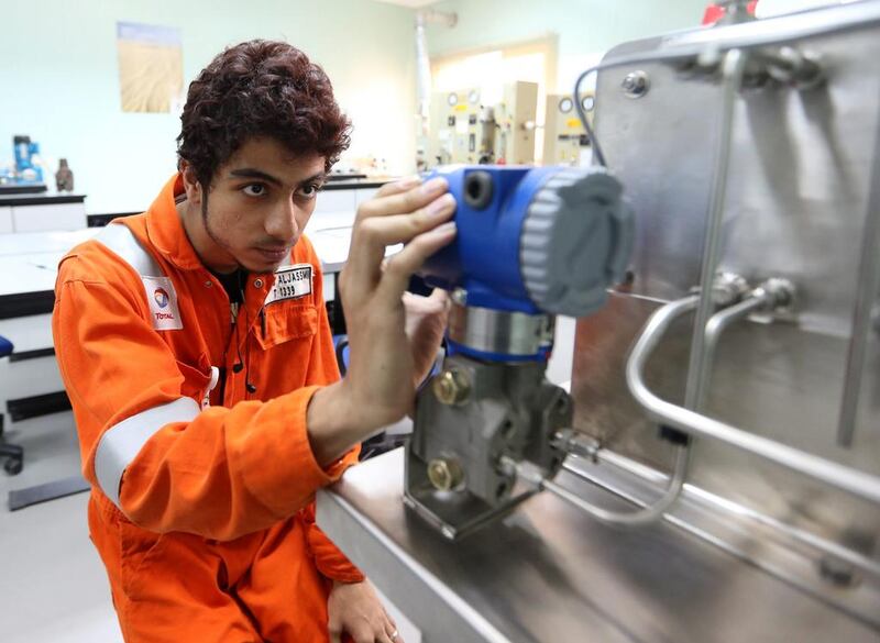 Fahad Al Jassimi, 19, who enrolled with the Total Oil and Gas Academy, credits the institution with helping him to turn his life around. “Here you can dream, you can have a future,” he said. Fatima Al Marzooqi / The National