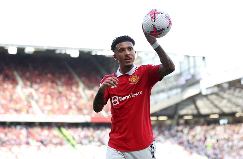 Jadon Sancho, pictured during the Premier League game against Fulham in May, led the line for Manchester United for the first half against Leeds United in Oslo. Getty