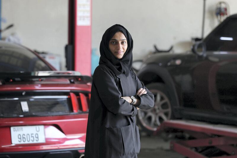 Sharjah, United Arab Emirates - Reporter: Shireena Al Nowais. News. Huda Al Matrooshi is the first female Emirati car mechanic. Tuesday, April 6th, 2021. Sharjah. Chris Whiteoak / The National