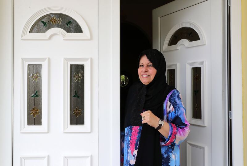 Dr Nora Al Midfa, the UAE's first woman Emirati school principal at her villa in Sharjah. Pawan Singh / The National