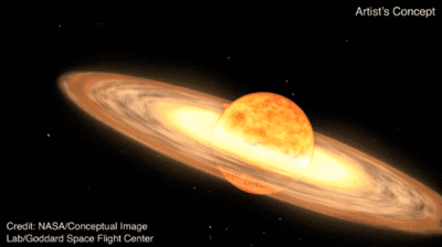 Впечатление художника от взрыва сверхновой, который будет виден с Земли в этом году.  Изображение: НАСА
