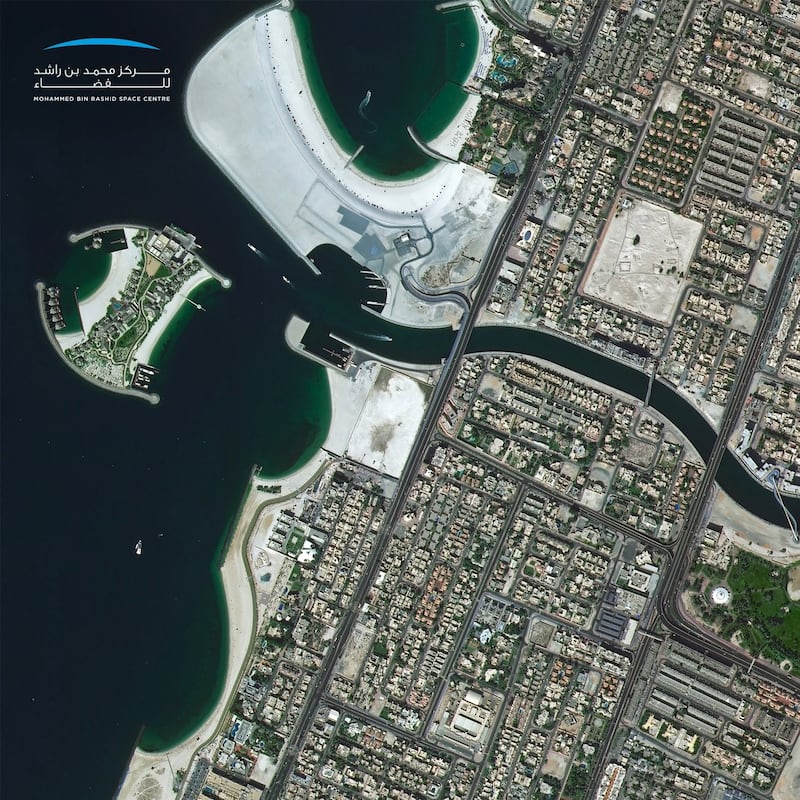 Dubai Canal and surrounding area viewed from KhalifaSat.