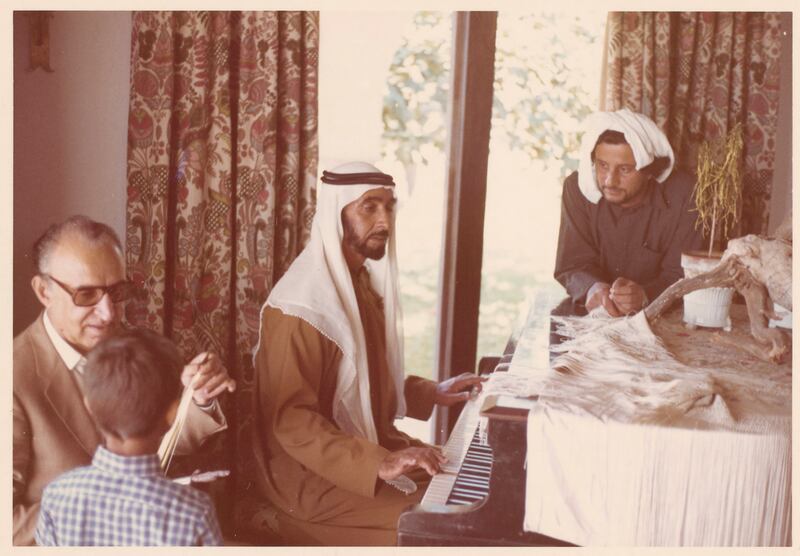 Sheikh Zayed, Sheikh Hazza bin Zayed and Butti bin Bishr in Spain, c1969. Photo: Akkasah, al Mawrid