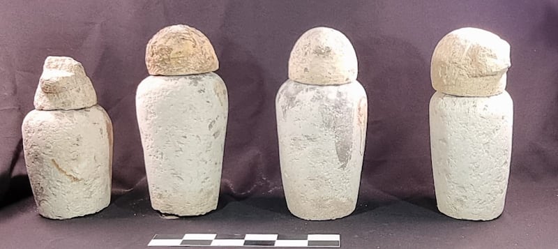 The sealed tomb of a man included four canopic jars.