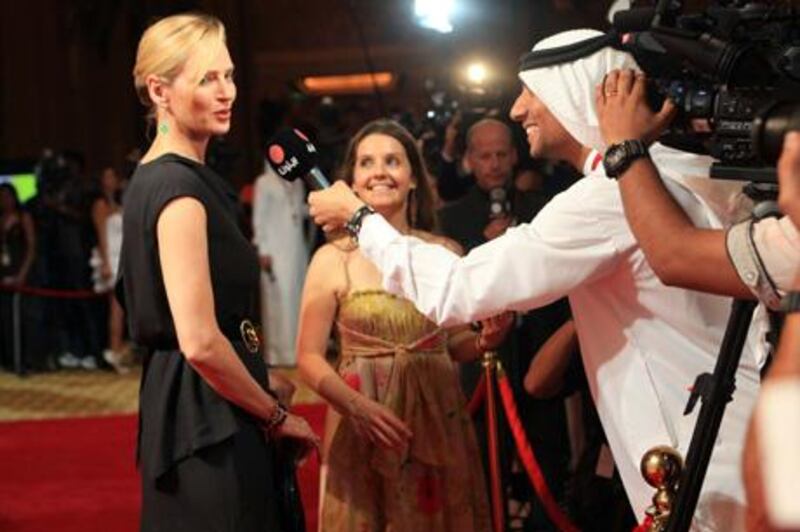 ABU DHABI - 22OCT2010 - Uma Thurman American actress on Red Carpet on final day of the Abu Dhabi Film Festival yesterday at Emirates Palace hotel in Abu Dhabi. Ravindranath / The National