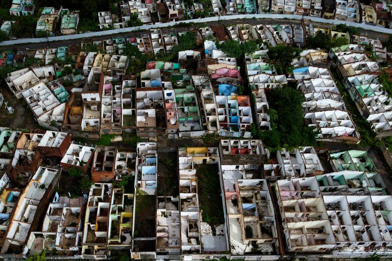Homes stand abandoned in Maceio, Alagoas state, Brazil due to the threat of ground subsidence caused by the Braskem mine that has forced more than 55,000 people from their homes.  AP Photo