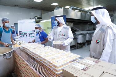 Members of the Dar Al Ber Society taking part in the 10 Million Meals campaign during Ramadan in 2020. Courtesy Dar Al Ber Society