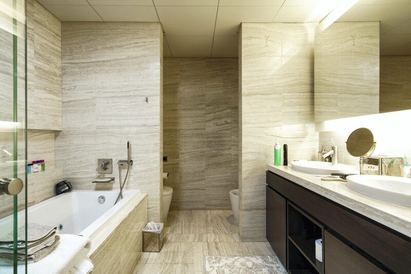 The bathrooms are modern and stylish.