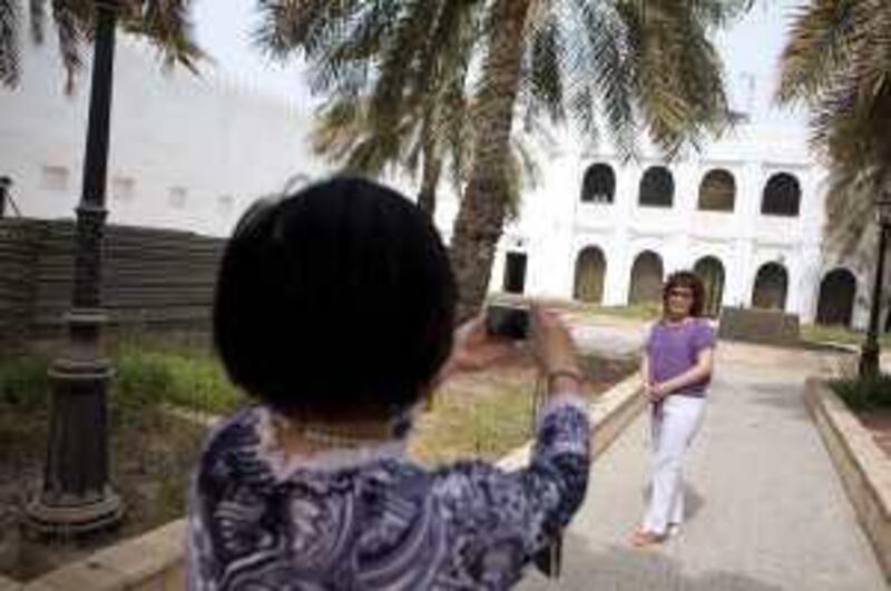 Abu Dhabi - August 2, 2008: Chinese tourists visit Al Hosin Fort in downtown Abu Dhabi. Lauren Lancaster / The National  *** Local Caption ***  LL_02.08.08-ad fort003.jpgLL_02.08.08-ad fort003.jpg
