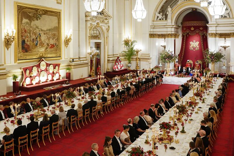 The State Banquet at Buckingham Palace. Getty