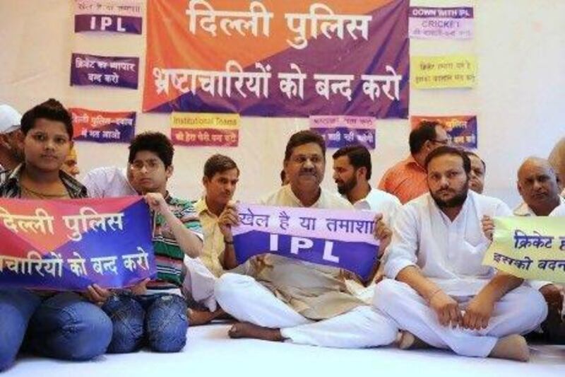 Kirti Azad, centre, a member of parliament and former cricketer, went on hunger strike to highlight problems in IPL in New Delhi last week.