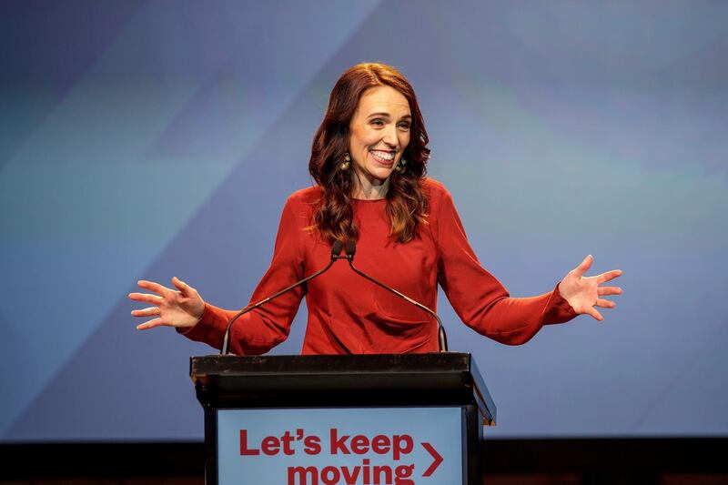 New Zealand Prime Minister Jacinda Ardern speaks at the Labour Party election night event in Auckland.  Reuters