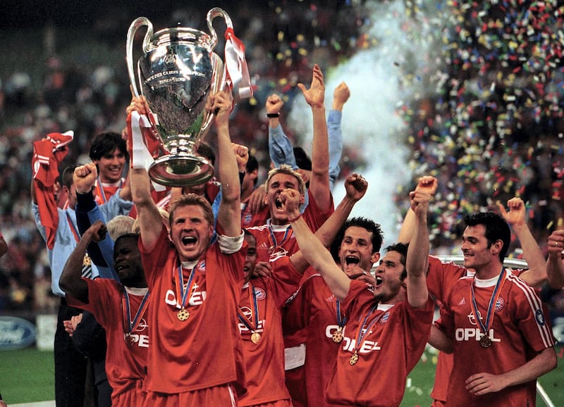 23 May 2001: Captain Stefan Effenberg of Bayern Muinch lifts the European Cup after the match between Valencia and Bayern Munich in the UEFA Champions League Final at the San Siro, Milan, Italy. Mandatory Credit: Alex Livesey/ALLSPORT