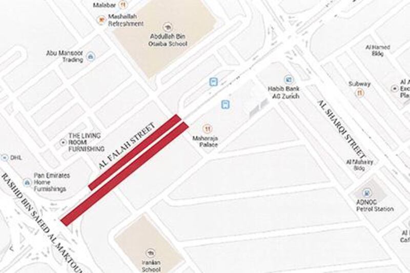 A part of Al Falah Street will be closed for maintenance works by the Abu Dhabi Municipality from Friday to Sunday. Courtesy Abu Dhabi Municipality