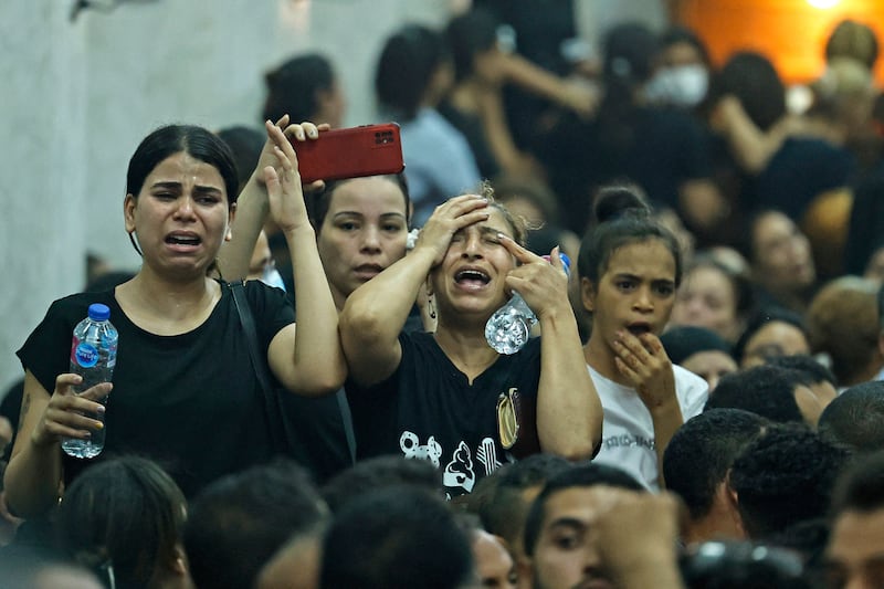 Mourners at a funeral held at the church of the Blessed Virgin Mary in the Giza governorate. AFP
