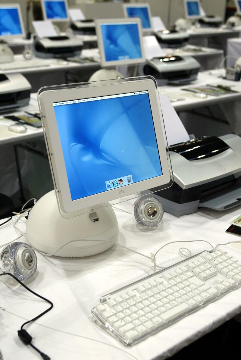 402687 04: Apple iMac computers are on display on the opening day of the Macworld Expo March 20, 2002 in Tokyo, Japan. The annual conference will be held until March 23, and is expected to draw 180,000 visitors to the show. (Photo by Koichi Kamoshida/Getty Images)