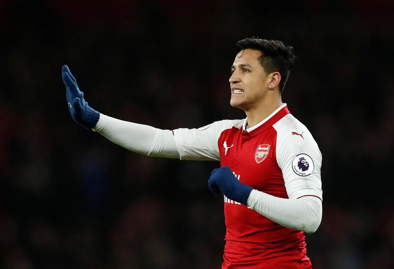 Soccer Football - Premier League - Arsenal vs Chelsea - Emirates Stadium, London, Britain - January 3, 2018   Arsenal's Alexis Sanchez reacts     Action Images via Reuters/John Sibley    EDITORIAL USE ONLY. No use with unauthorized audio, video, data, fixture lists, club/league logos or "live" services. Online in-match use limited to 75 images, no video emulation. No use in betting, games or single club/league/player publications.  Please contact your account representative for further details.