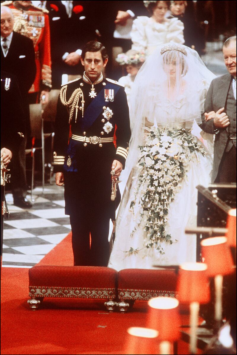 Lady Diana, Princess of Wales, and Charles, Prince of Wales, at their wedding in London at St Paul Cathedral, July 29, 1981