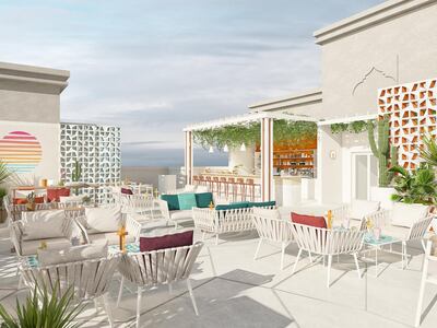 A rendering of the SoCal rooftop lounge. Courtesy Vida Hotels and Resorts