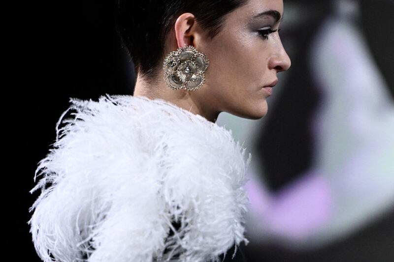 Camellia motifs reigned at the Chanel autumn/winter 2023 show in Paris. AFP