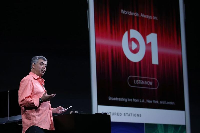 Apple's senior vice president of Internet Software and Services Eddy Cue speaks during the Apple WWDC on June 8. Beats 1 is unavailable for UAE iTunes account holders. Justin Sullivan / Getty Images / AFP