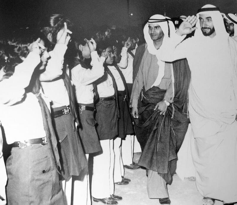 Sheikh Zayed visits a Girl Scout conference. Courtesy Women's Museum