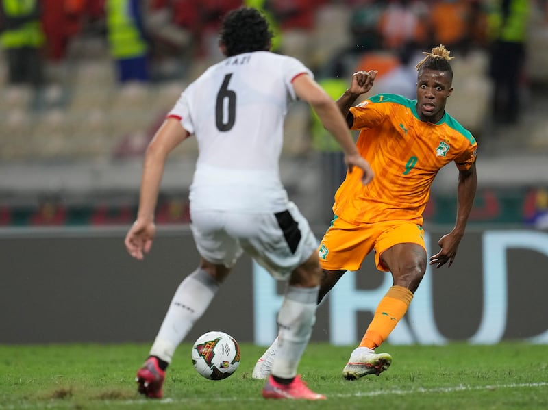 Ivory Coast's Wilfried Zaha on the attack against Egypt. AP