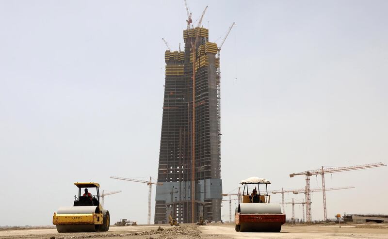 The Jeddah Tower rises to about 300 metres as work progresses on the structure in Saudi Arabia. Upon completion in 2020-2021, it will be 1,000 metres tall and have 167 floors. Amel Pain / EPA