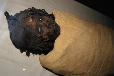 Mummy of Meritamen, daughter of daughter of Nefertari and Ramesses the Great, and later Great Royal Wife of Pharaoh Ramesses the Great. (Photo by Frederic Neema/Sygma via Getty Images)
