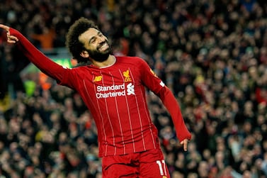 Liverpool's Mohamed Salah celebrates another goal in an incredible season. EPA