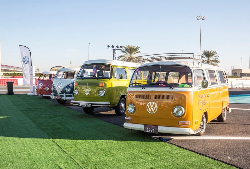 Abu Dhabi, UNITED ARAB EMIRATES - Classic models of Volkswagen at the VW Dub Drive event at Yas Marina Circuit.  Leslie Pableo for The National for Adam Workman's story