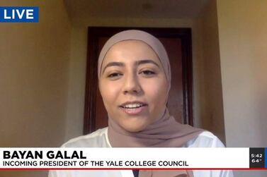 Bayan Galal made history by becoming the first Muslim student to be elected Yale University's student body president in its 320-year history. Courtesy: WFSB 