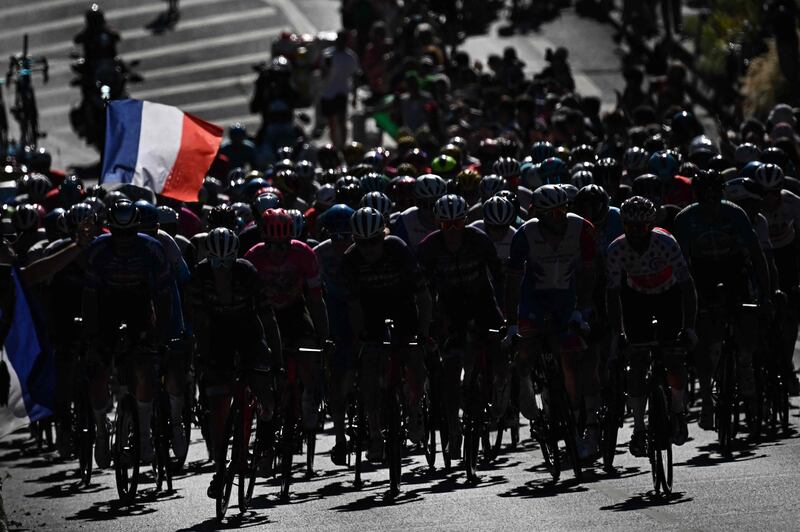 The peloton during Stage 21. AFP