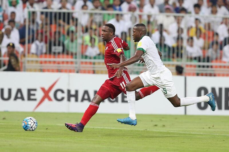 Ahmed Khalil of the UAE in action during the match.