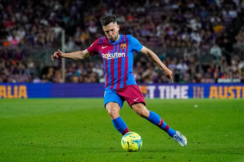 Barcelona's Jordi Alba in action against Villarreal at the Camp Nou on May 22, 2022.  AP