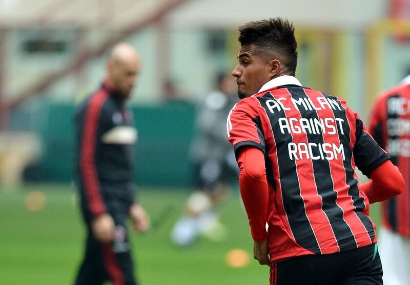 Kevin-Prince Boateng was a victim of racist chants from football fans in Italy during his time at AC Milan. Alberto Pizzoli / AFP