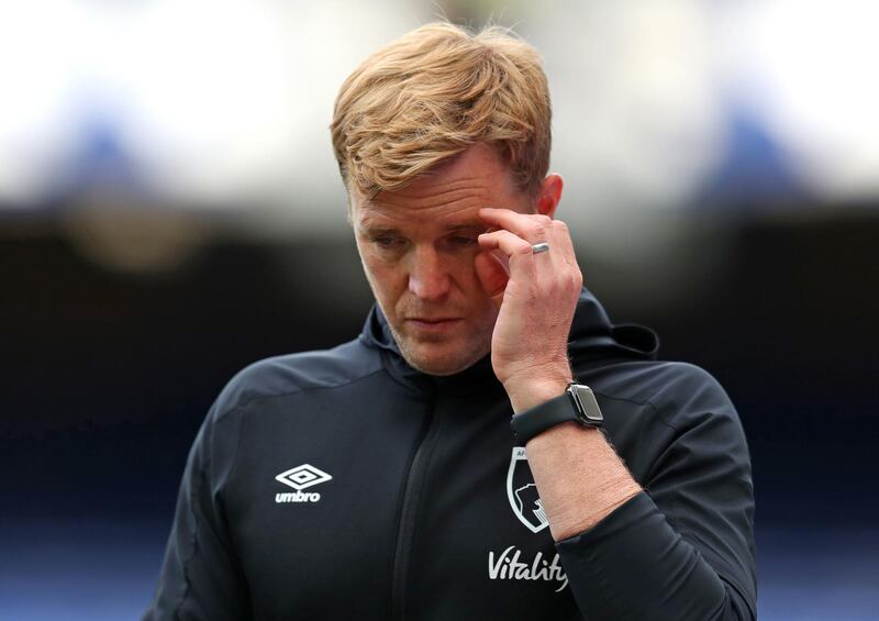 File photo dated 26-07-2020 of Bournemouth manager Eddie Howe. PA Photo. Issue date: Monday 27 July, 2020. Bournemouth manager Eddie Howe tried to put on a brave face after relegation from the Premier League by insisting the club still had a bright future. See PA story SOCCER Bournemouth. Photo credit should read Catherine Ivill/PA Wire.