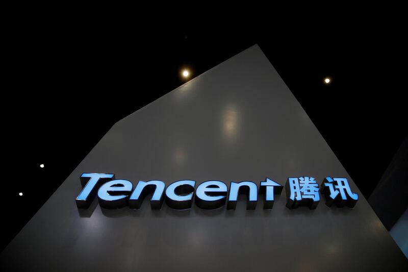 FILE PHOTO: A sign of Tencent is seen during the third annual World Internet Conference in Wuzhen town of Jiaxing, Zhejiang province, China November 16, 2016. REUTERS/Aly Song/File Photo